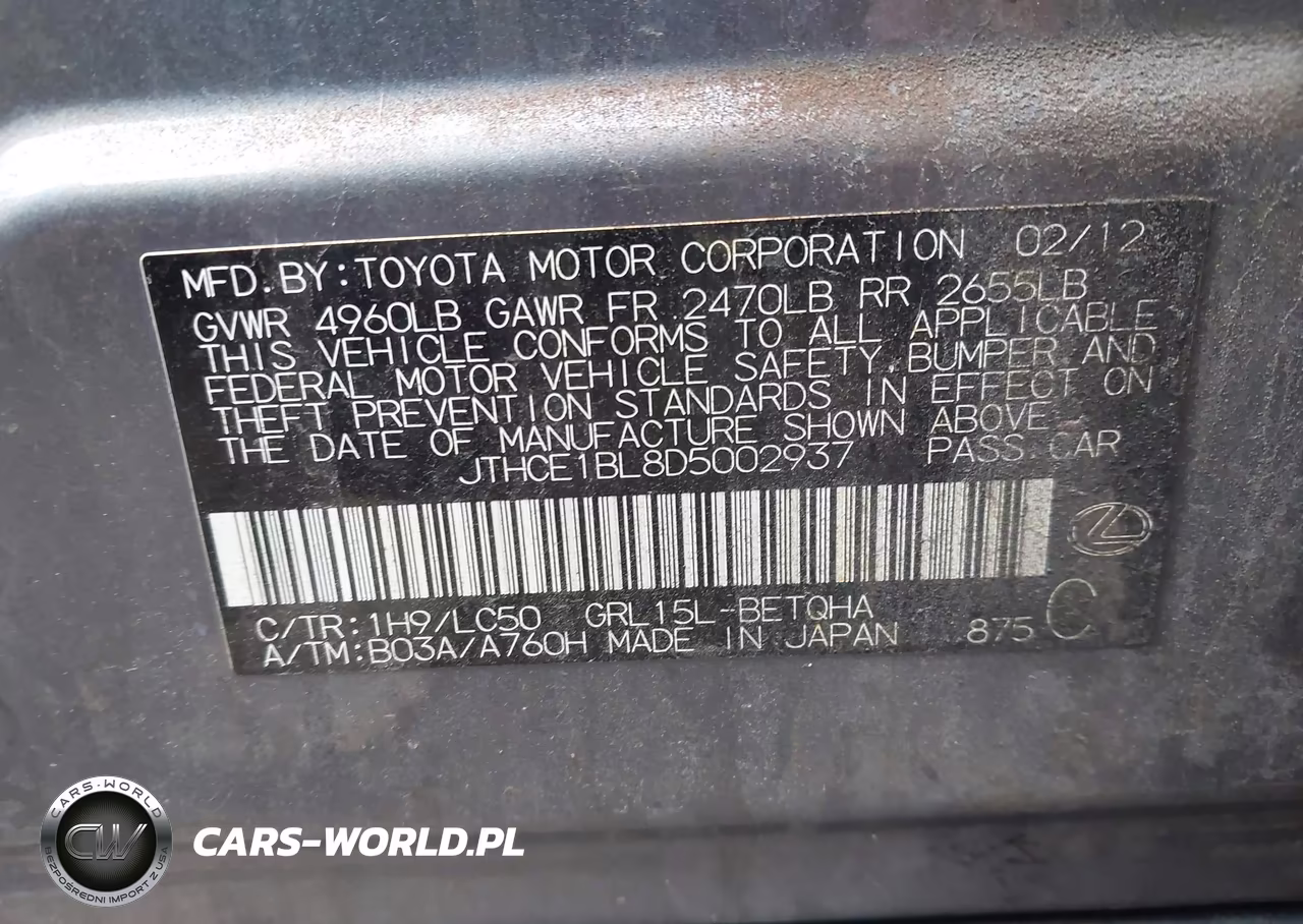 2013 Lexus Gs 350 VIN:JTHCE1BL8D5002937 - 9