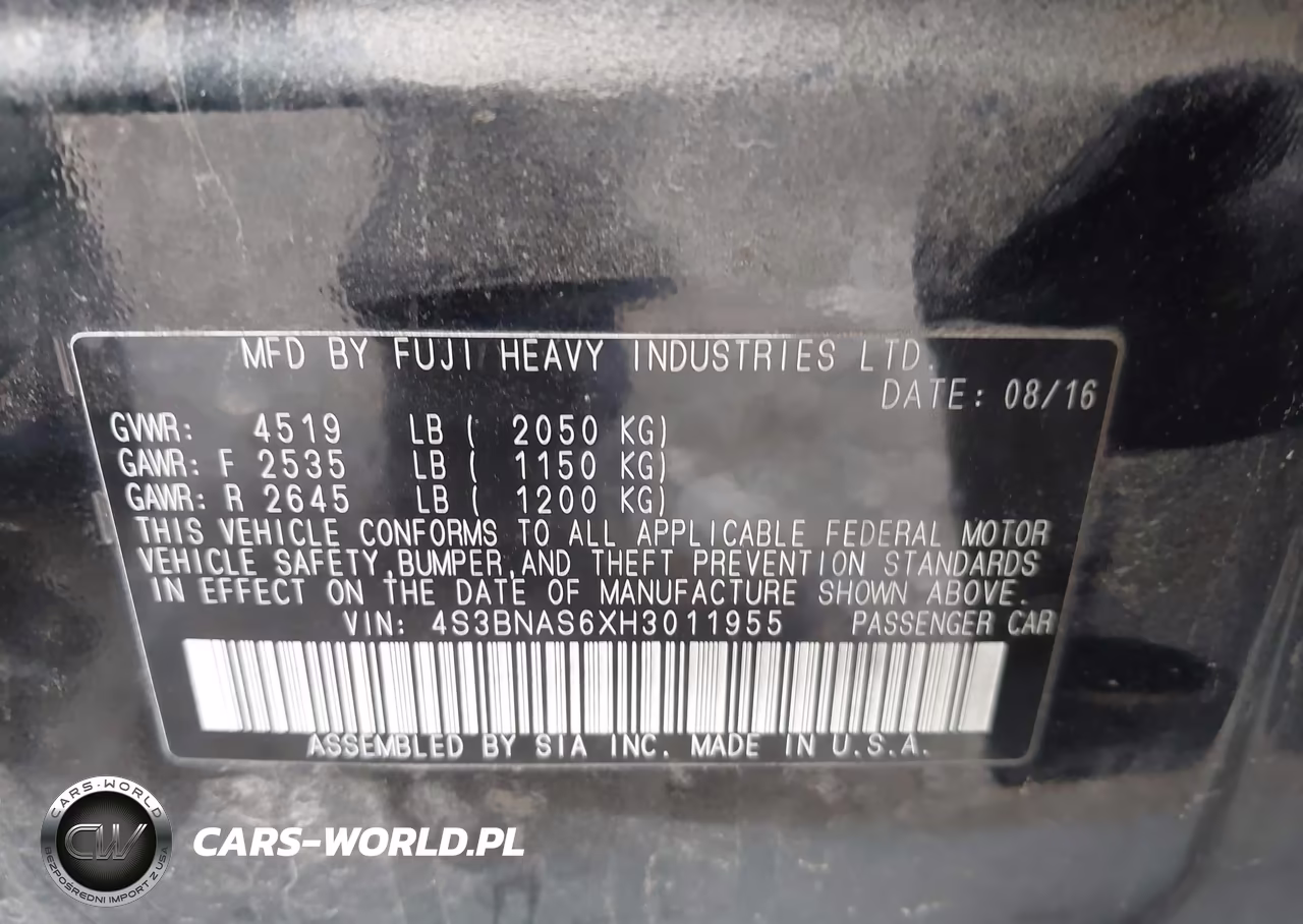 2017 Subaru Legacy 2.5I Sport VIN:4S3BNAS6XH3011955 - 9