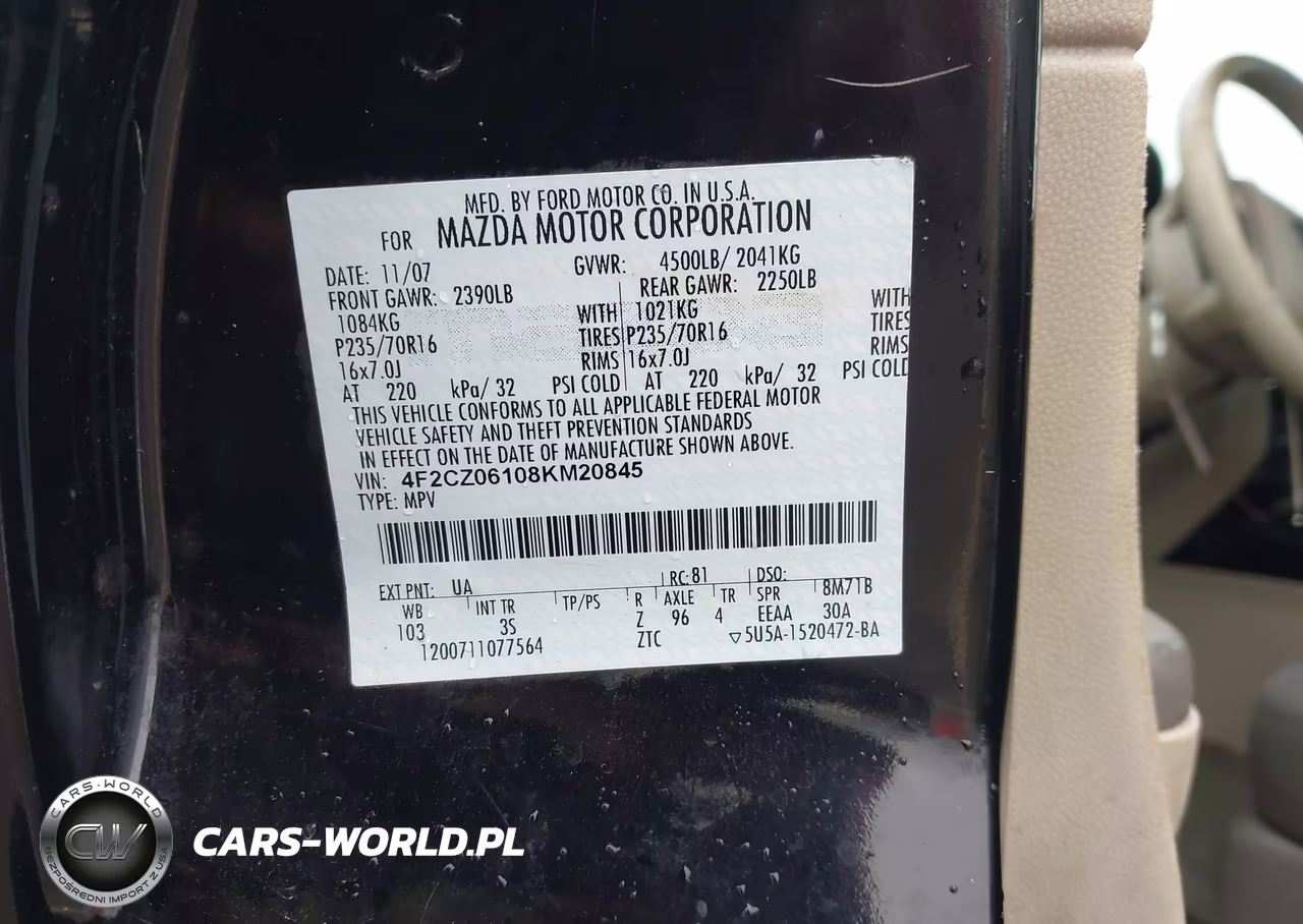 2008 Mazda Tribute S Sport VIN:4F2CZ06108KM20845 - 9