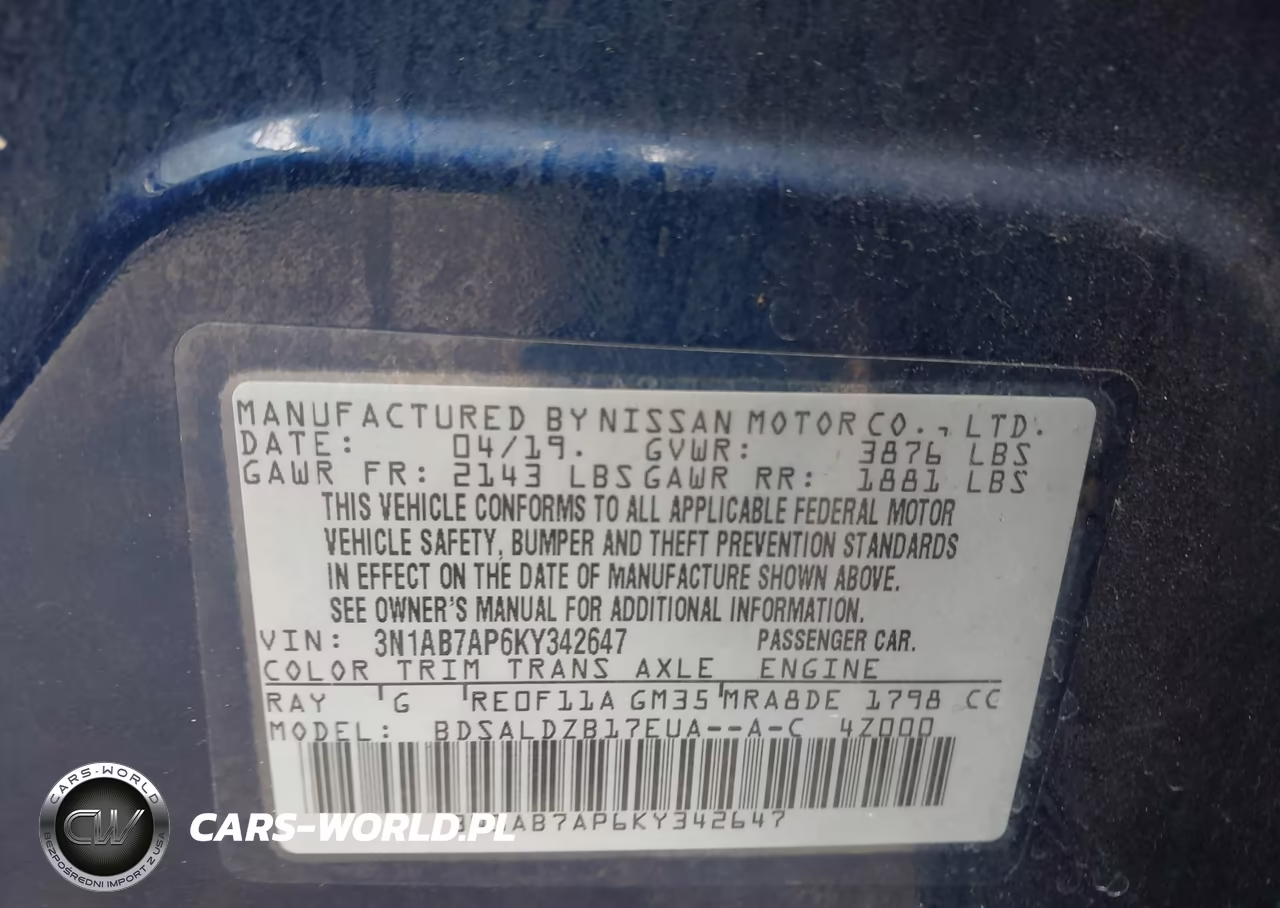 2019 Nissan Sentra Sv VIN:3N1AB7AP6KY342647 - 9