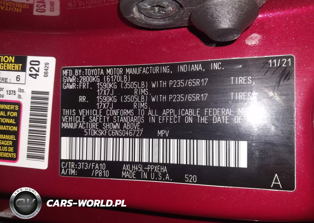 2022 Toyota Sienna Le VIN:5TDKSKFC6NS046727 - 9