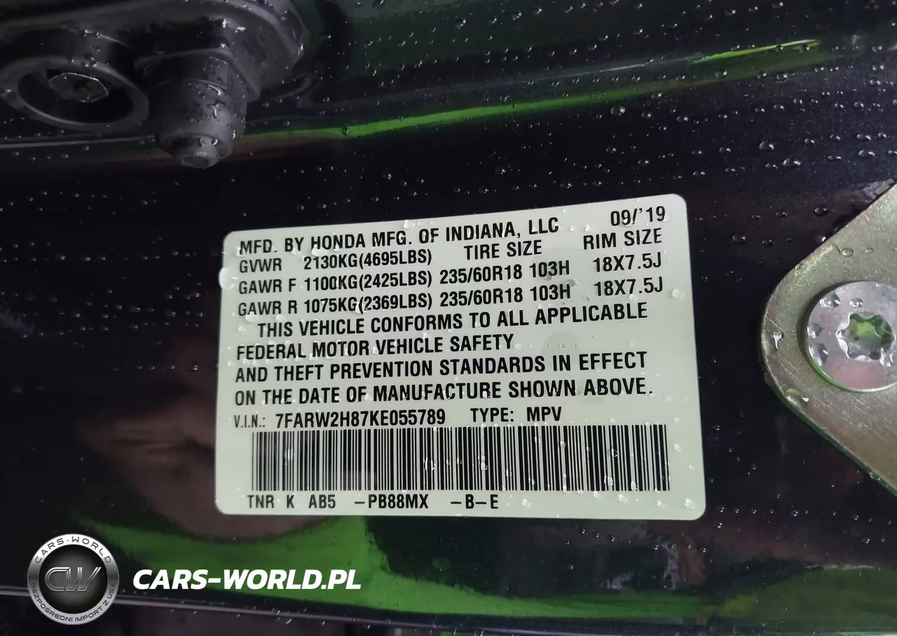 2019 Honda Cr-V Ex-L VIN:7FARW2H87KE055789 - 9