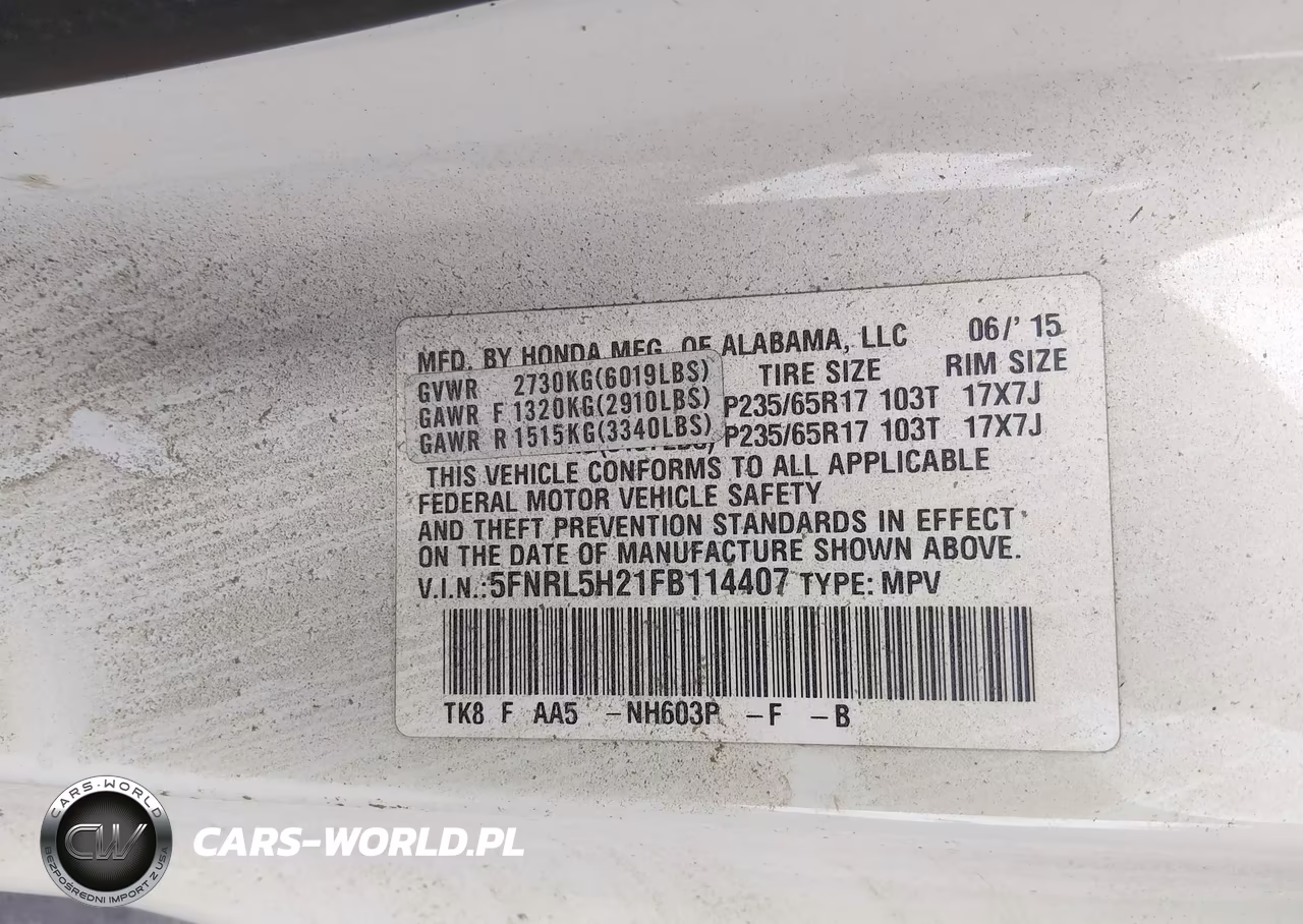 2015 Honda Odyssey Lx VIN:5FNRL5H21FB114407 - 9