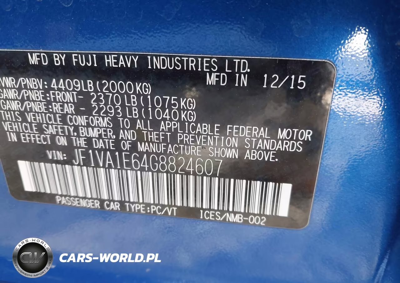 2016 Subaru Wrx Premium VIN:JF1VA1E64G8824607 - 9