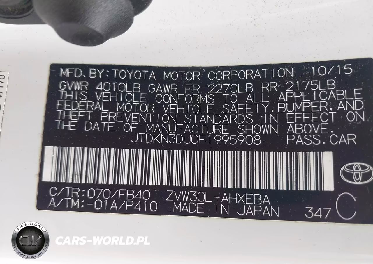 2015 Toyota Prius Two VIN:JTDKN3DU0F1995908 - 9