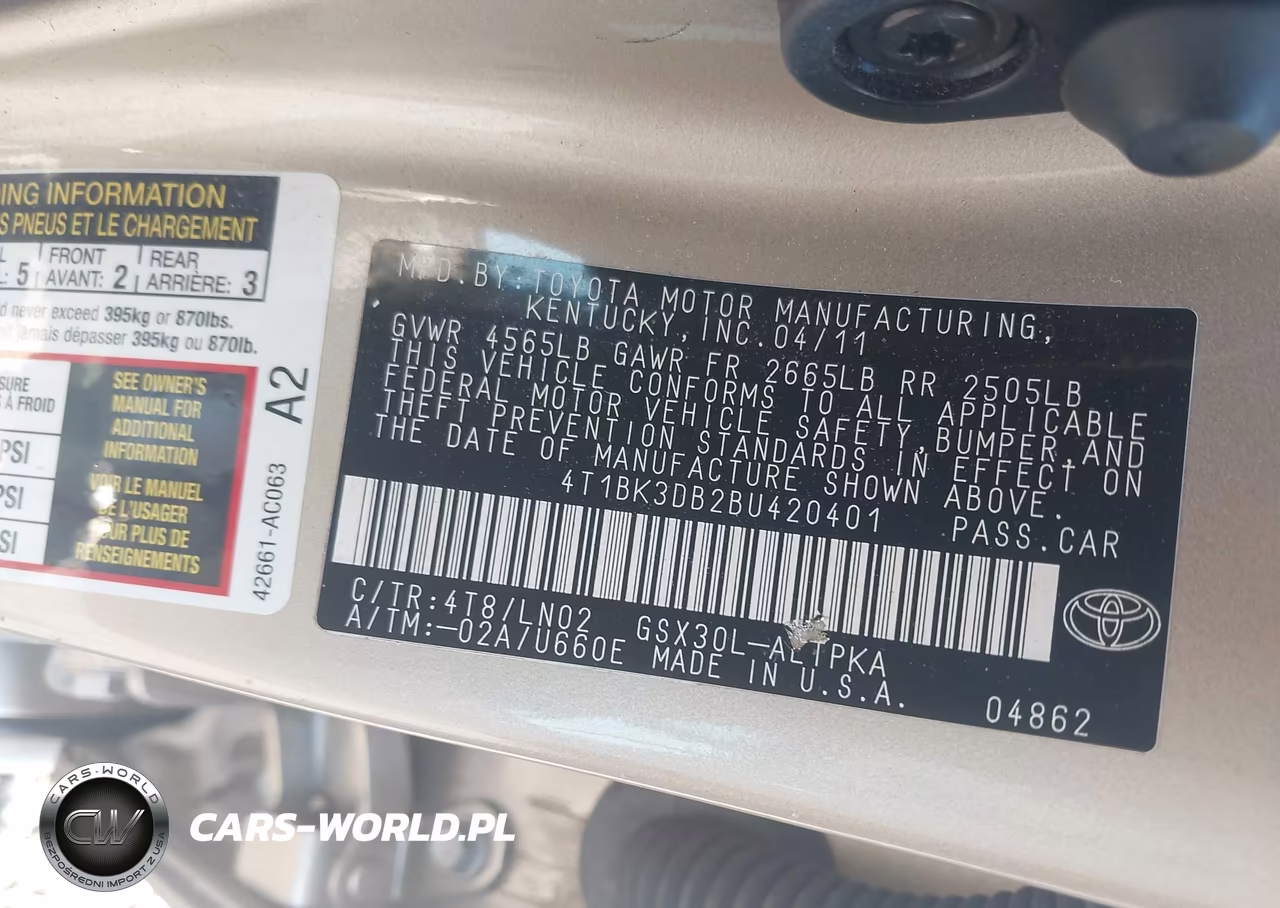 2011 Toyota Avalon Limited VIN:4T1BK3DB2BU420401 - 9