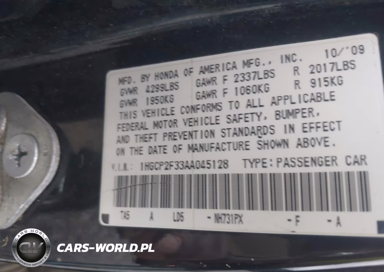 2010 Honda Accord 2.4 Lx VIN:1HGCP2F33AA045128 - 9