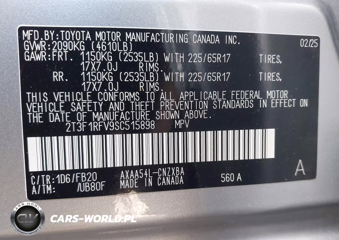 2025 Toyota Rav4 Le VIN:2T3F1RFV9SC515898 - 9
