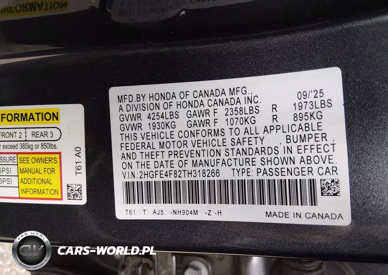 2026 Honda Civic Hybrid Sport-Sport Touring VIN:2HGFE4F82TH318266 - 9