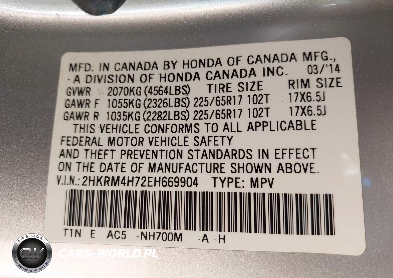 2014 Honda Cr-V Ex-L VIN:2HKRM4H72EH669904 - 9