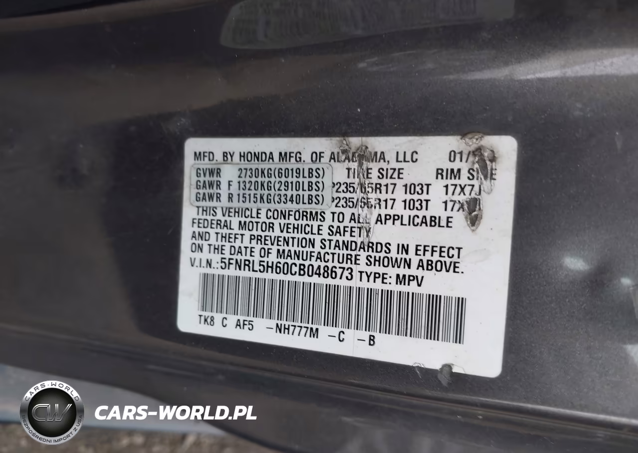 2012 Honda Odyssey Ex-L VIN:5FNRL5H60CB048673 - 9