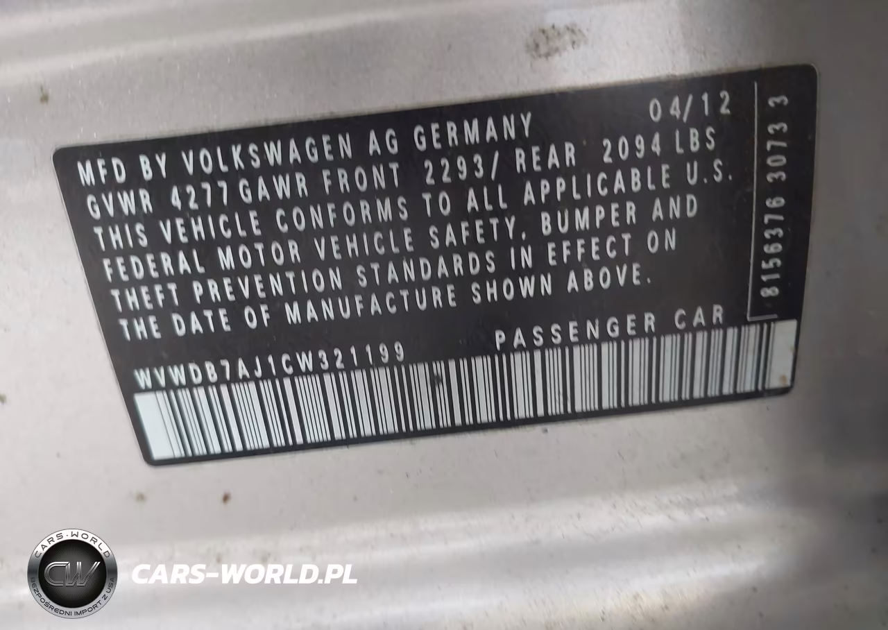 2012 Volkswagen Golf 2.5L 4-Door VIN:WVWDB7AJ1CW321199 - 9