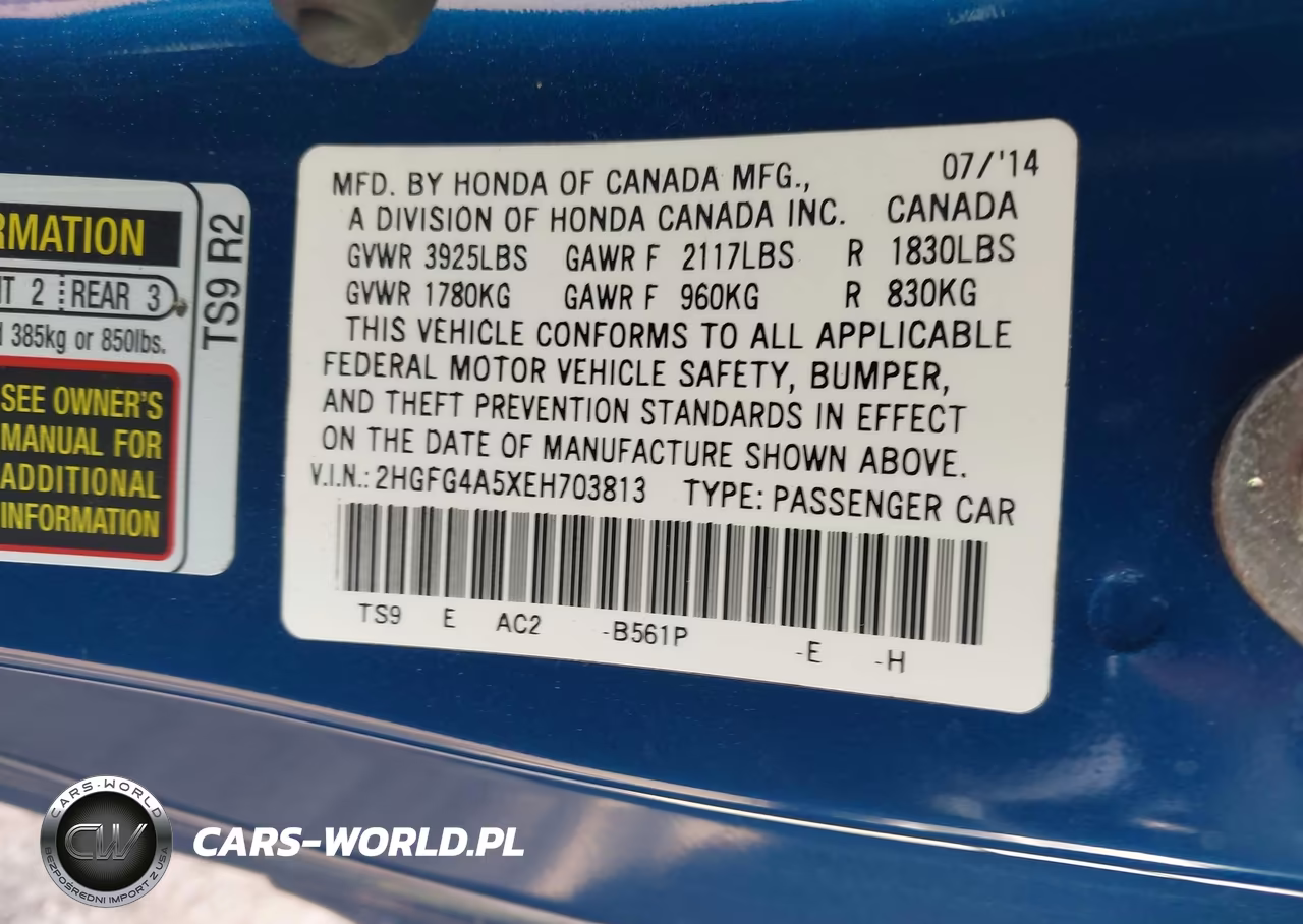 2014 Honda Civic Si VIN:2HGFG4A5XEH703813 - 9