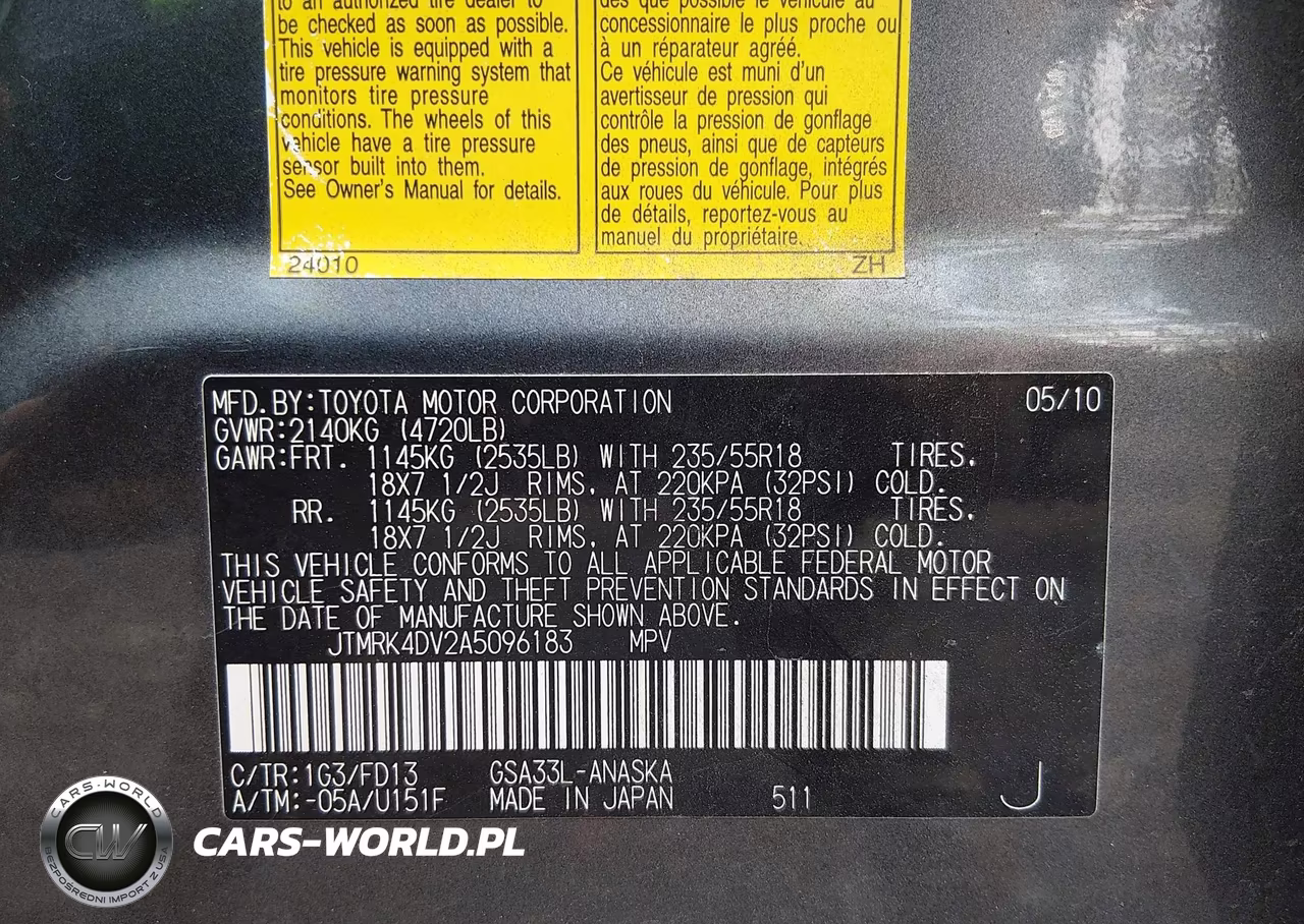 2010 Toyota Rav4 Sport V6 VIN:JTMRK4DV2A5096183 - 9