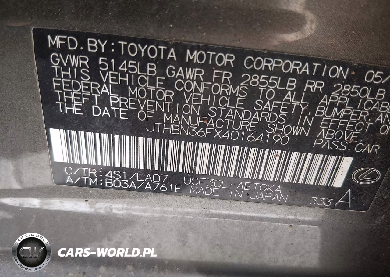 2004 Lexus Ls 430 VIN:JTHBN36FX40164190 - 9