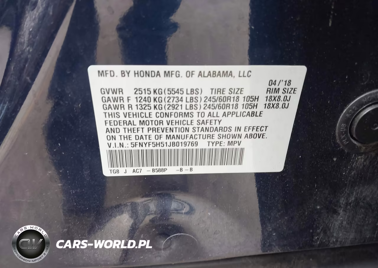 2018 Honda Pilot Ex-L VIN:5FNYF5H51JB019769 - 9