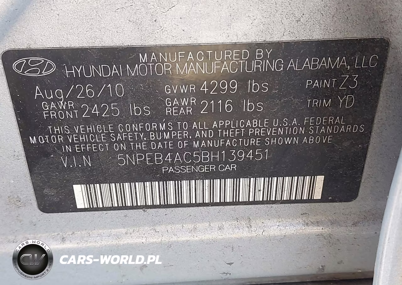 2011 Hyundai Sonata Gls VIN:5NPEB4AC5BH139451 - 9