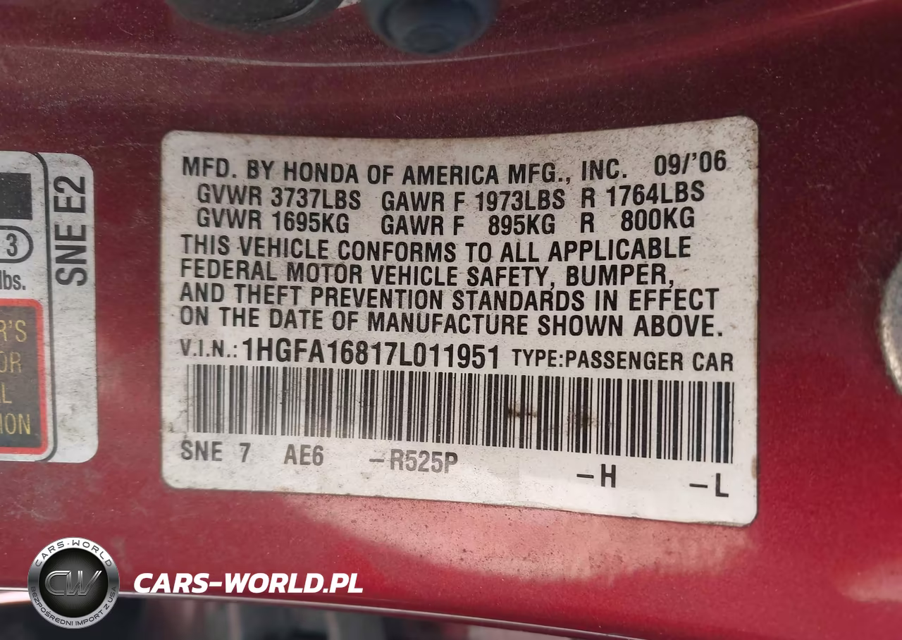 2007 Honda Civic Ex VIN:1HGFA16817L011951 - 9
