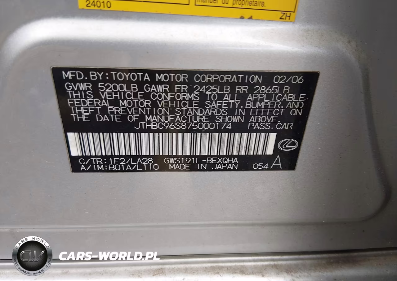 2007 Lexus Gs 450H VIN:JTHBC96S875000174 - 9