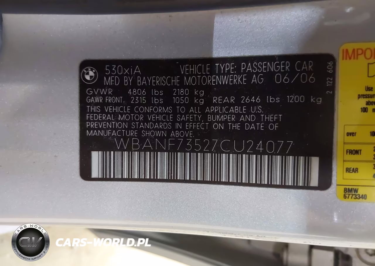 2007 BMW 530Xi VIN:WBANF73527CU24077 - 9