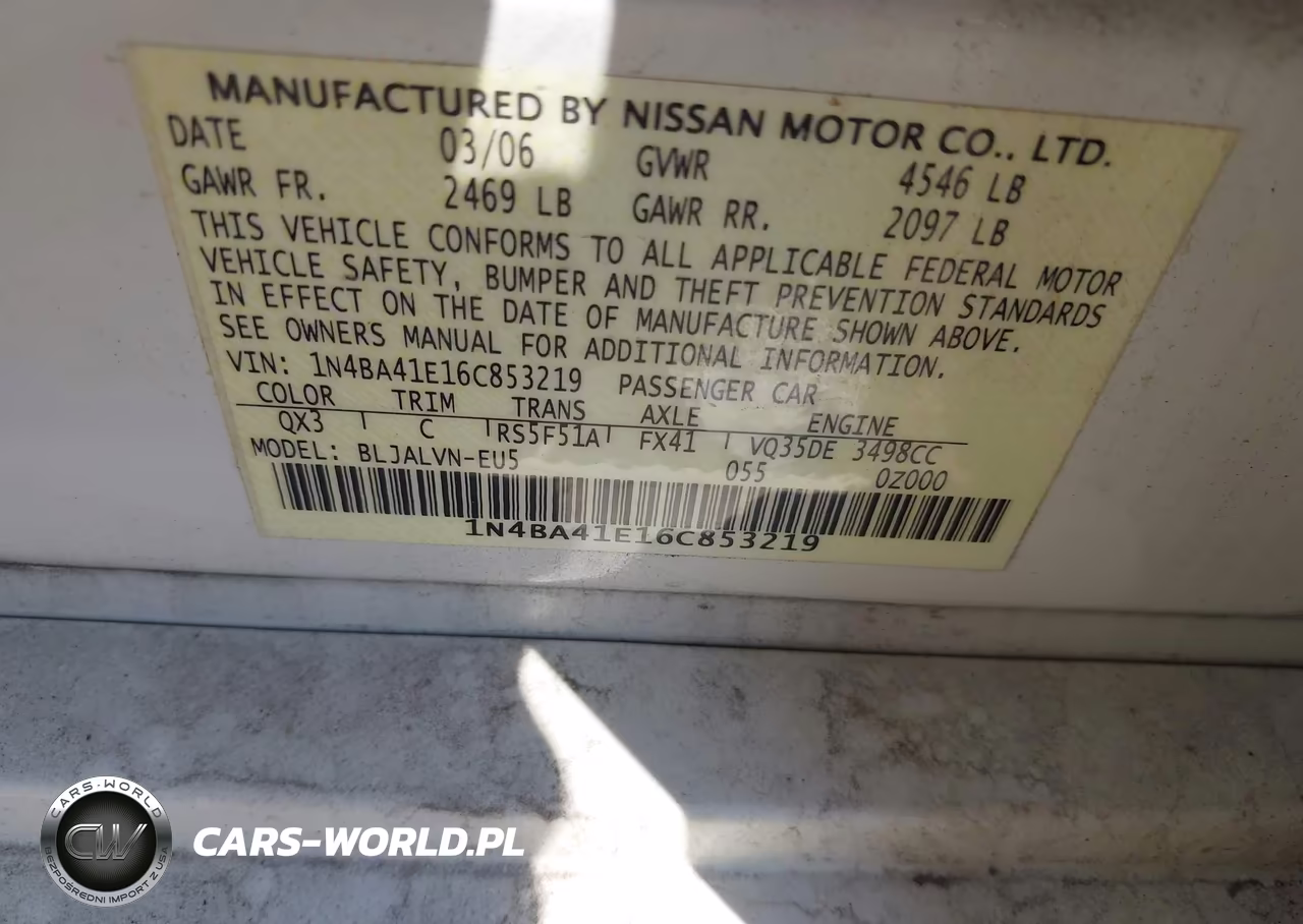 2006 Nissan Maxima 3.5 Se VIN:1N4BA41E16C853219 - 9