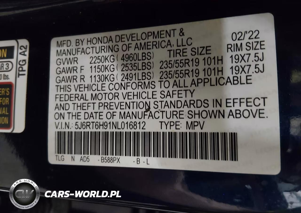 2022 Honda Cr-V Hybrid Touring VIN:5J6RT6H91NL016812 - 9