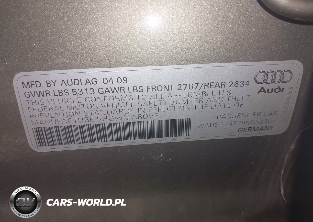 2009 Audi A6 VIN:WAUSG74F29N053307 - 9