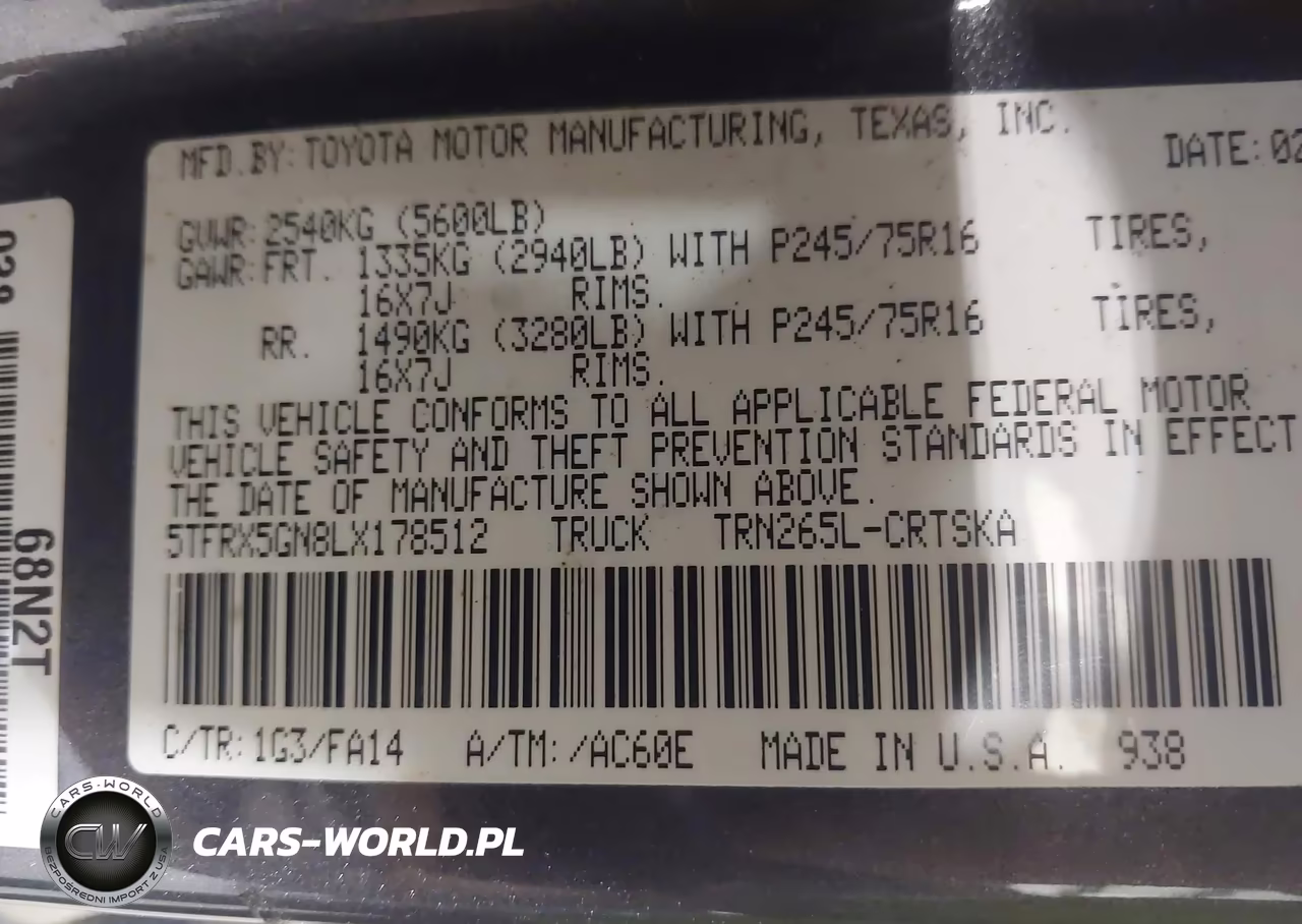 2020 Toyota Tacoma Sr VIN:5TFRX5GN8LX178512 - 9