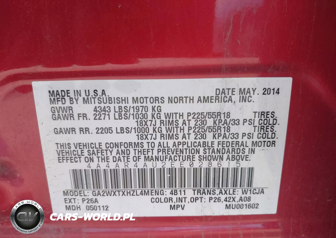 2014 Mitsubishi Outlander Sport Se VIN:4A4AR4AU2EE028615 - 9