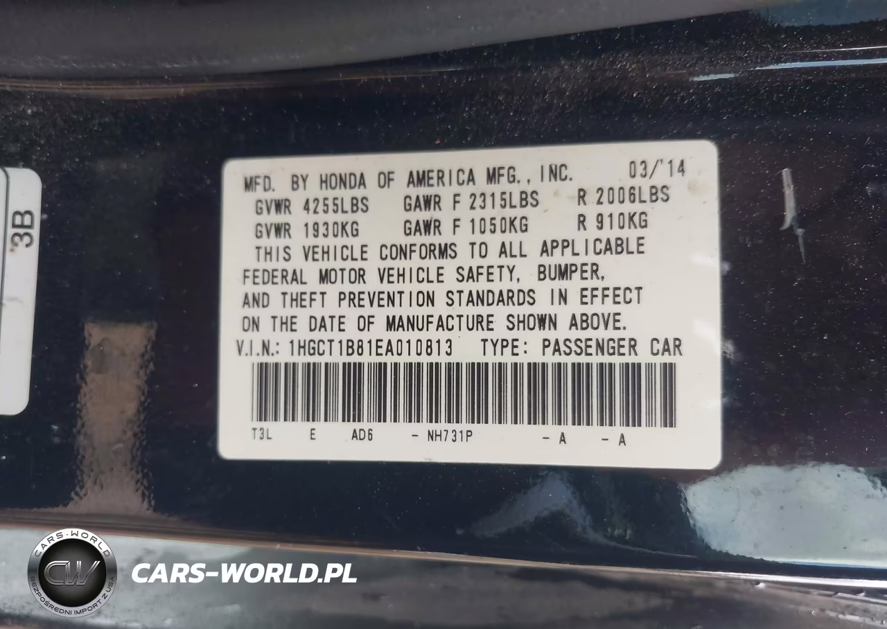 2014 Honda Accord Ex-L VIN:1HGCT1B81EA010813 - 9