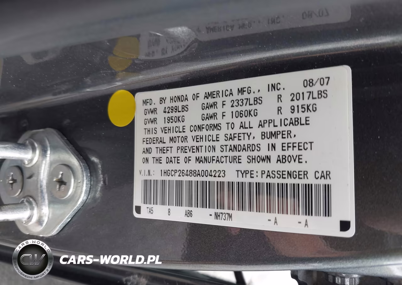 2008 Honda Accord 2.4 Lx-P VIN:1HGCP26488A004223 - 9