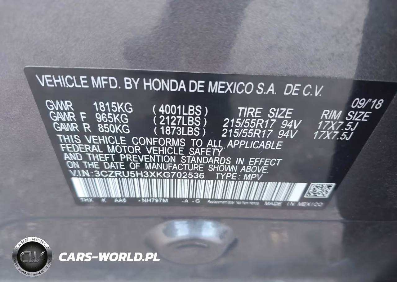 2019 Honda Hr-V Lx VIN:3CZRU5H3XKG702536 - 9