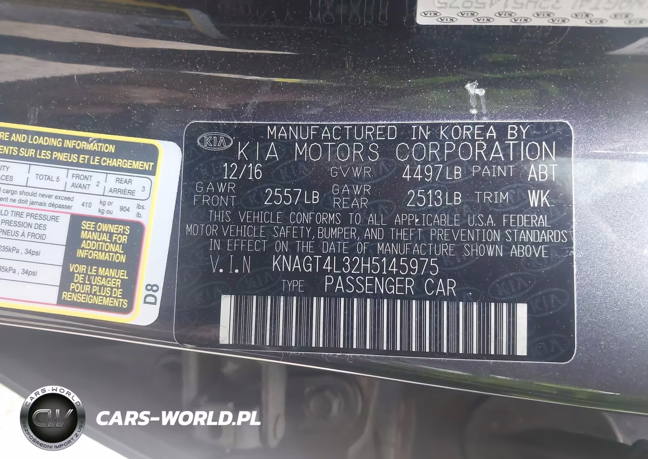 2017 Kia Optima Lx VIN:KNAGT4L32H5145975 - 9