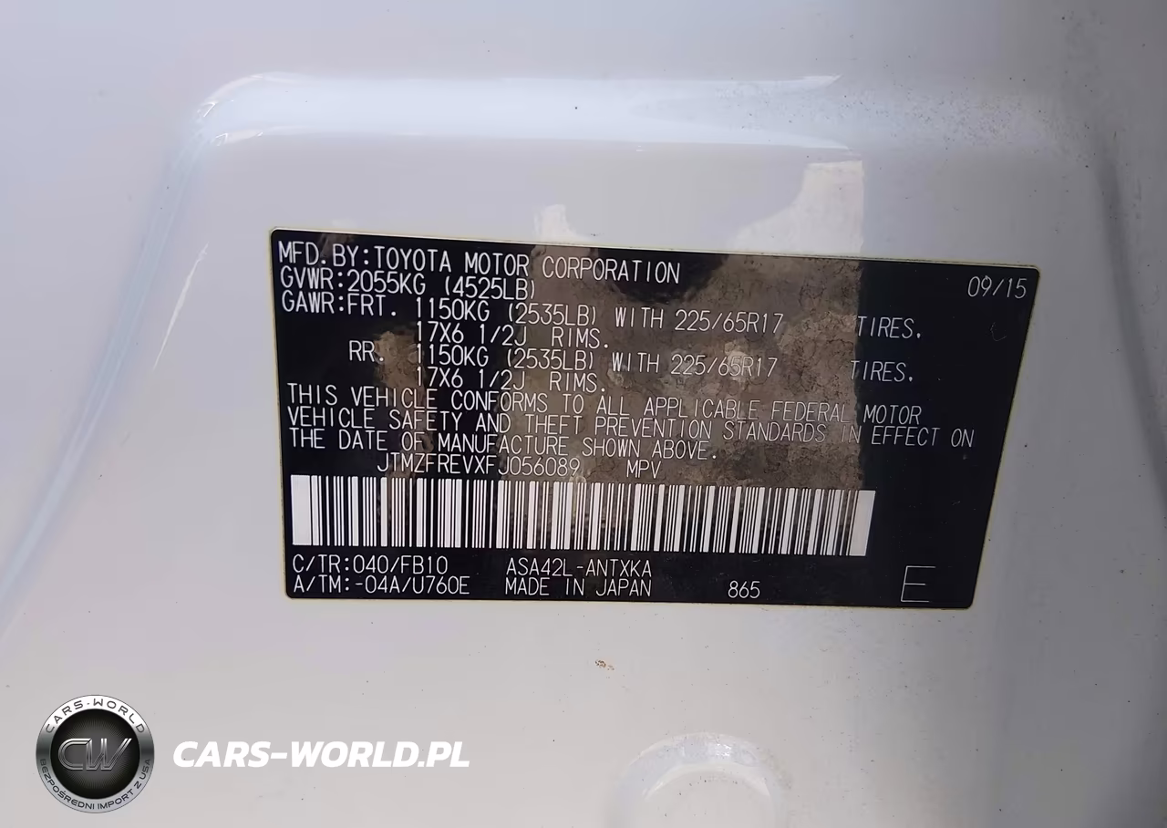 2015 Toyota Rav4 Le VIN:JTMZFREVXFJ056089 - 9
