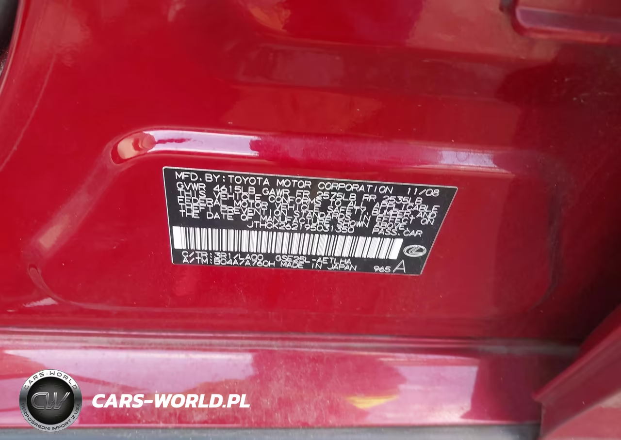 2009 Lexus Is 250 VIN:JTHCK262195031350 - 9