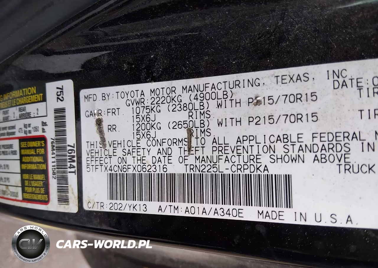 2015 Toyota Tacoma VIN:5TFTX4CN6FX062316 - 9