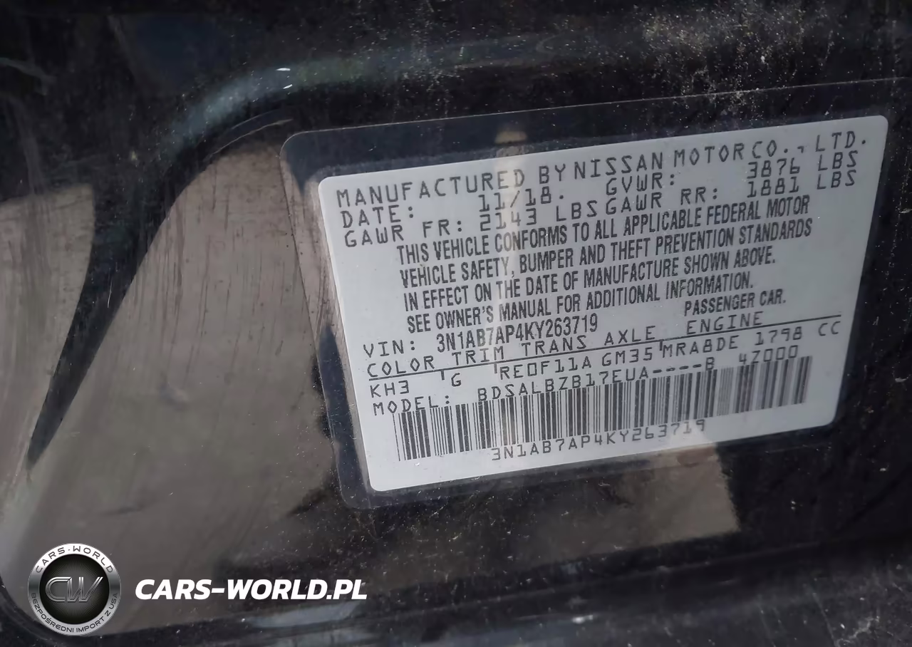 2019 Nissan Sentra S VIN:3N1AB7AP4KY263719 - 9