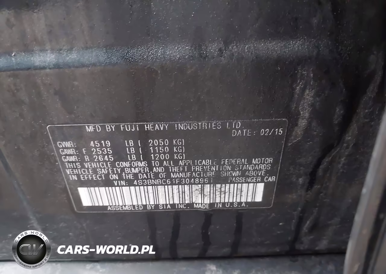 2015 Subaru Legacy 2.5I Premium VIN:4S3BNBC61F3048961 - 9