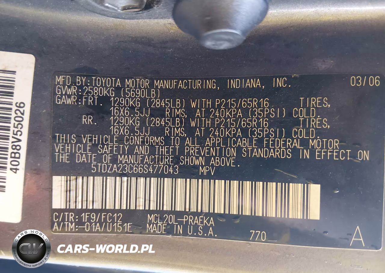 2006 Toyota Sienna Le VIN:5TDZA23C66S477043 - 9
