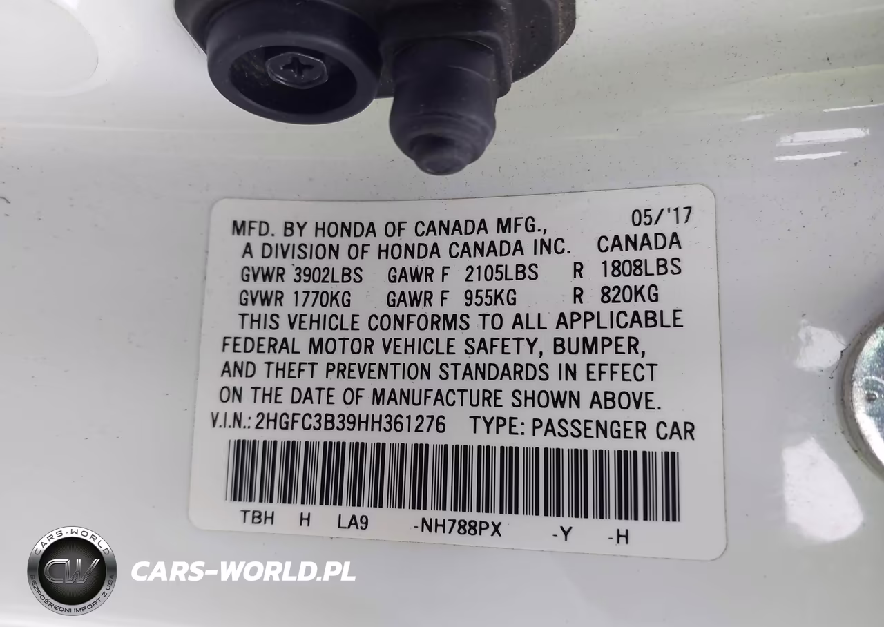 2017 Honda Civic Ex-T VIN:2HGFC3B39HH361276 - 9