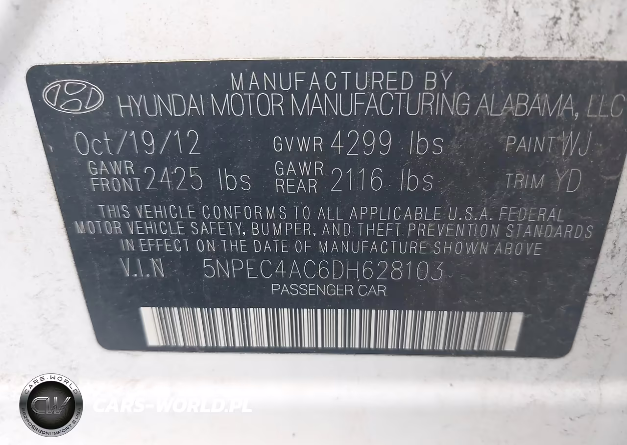 2013 Hyundai Sonata Limited VIN:5NPEC4AC6DH628103 - 9