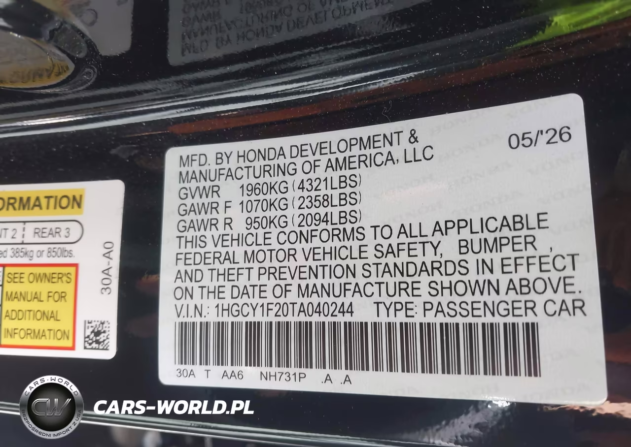 2026 Honda Accord Lx VIN:1HGCY1F20TA040244 - 9