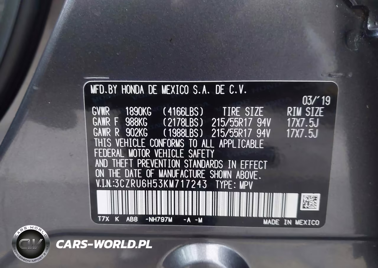 2019 Honda Hr-V Ex VIN:3CZRU6H53KM717243 - 9