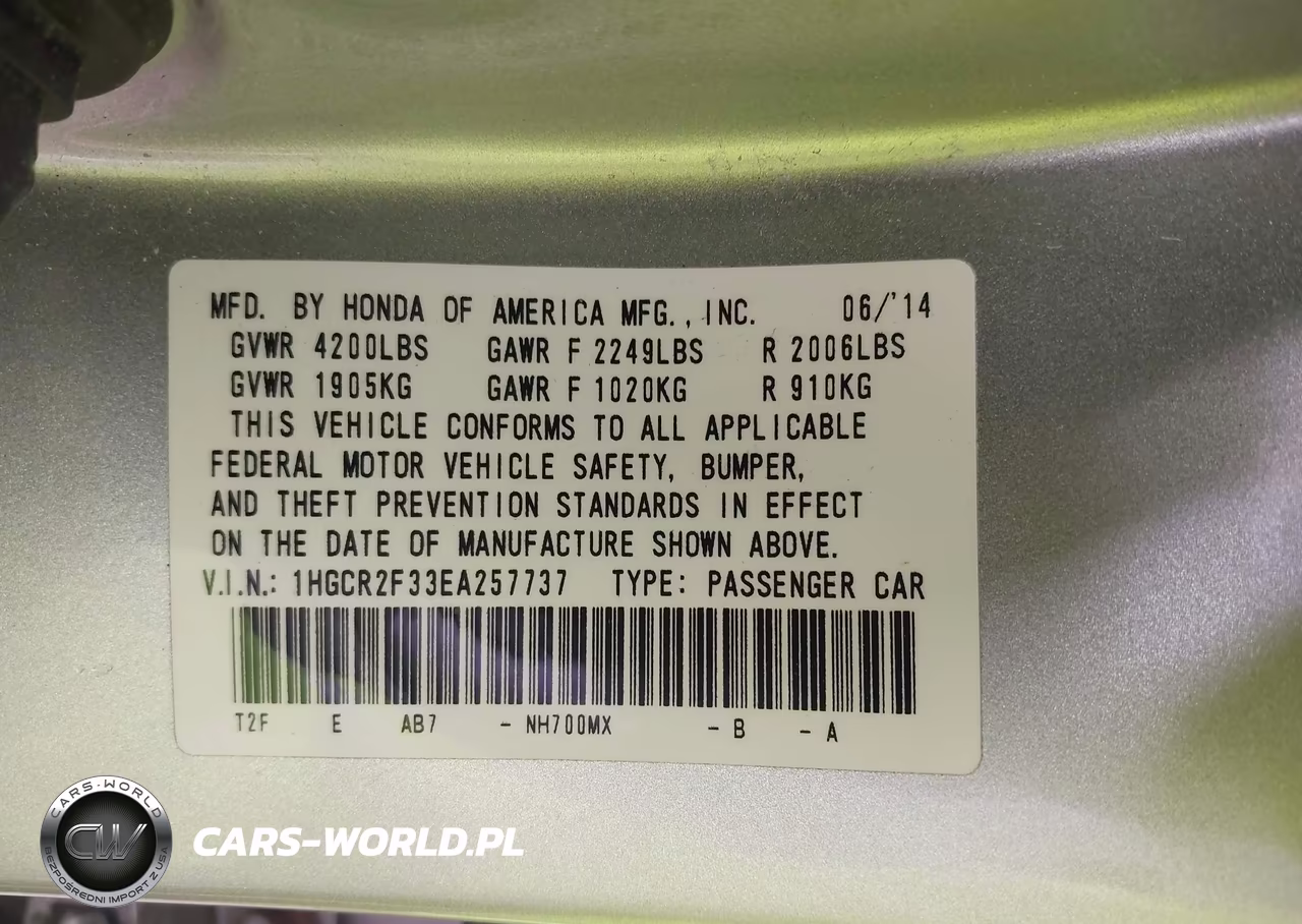 2014 Honda Accord Lx VIN:1HGCR2F33EA257737 - 9