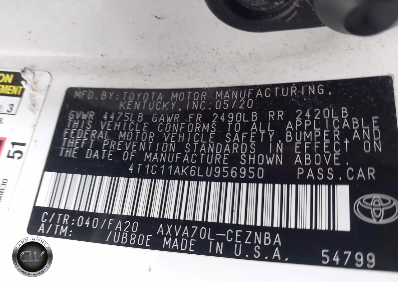 2020 Toyota Camry Le VIN:4T1C11AK6LU956950 - 9
