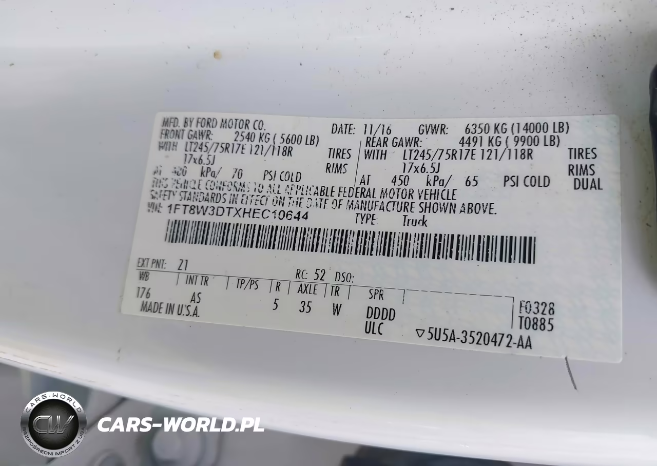 2017 Ford F-350 Xl VIN:1FT8W3DTXHEC10644 - 8