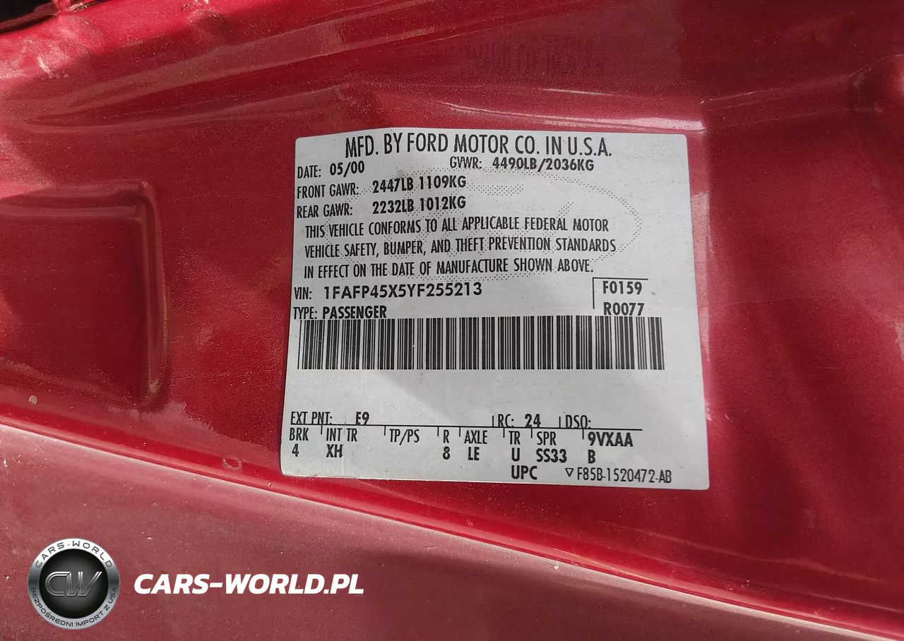 2000 Ford Mustang Gt VIN:1FAFP45X5YF255213 - 9