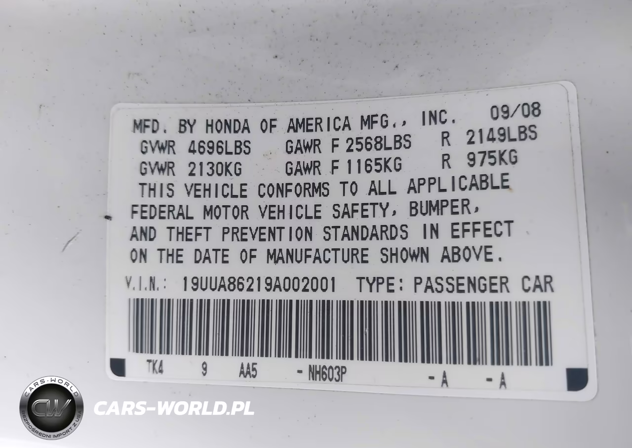 2009 Acura Tl 3.5 VIN:19UUA86219A002001 - 9