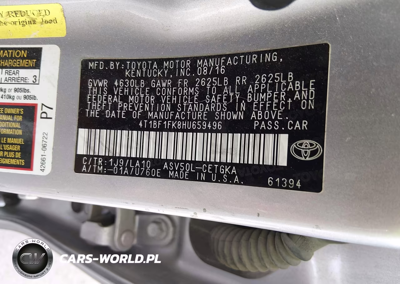 2017 Toyota Camry Xle VIN:4T1BF1FK8HU659496 - 9