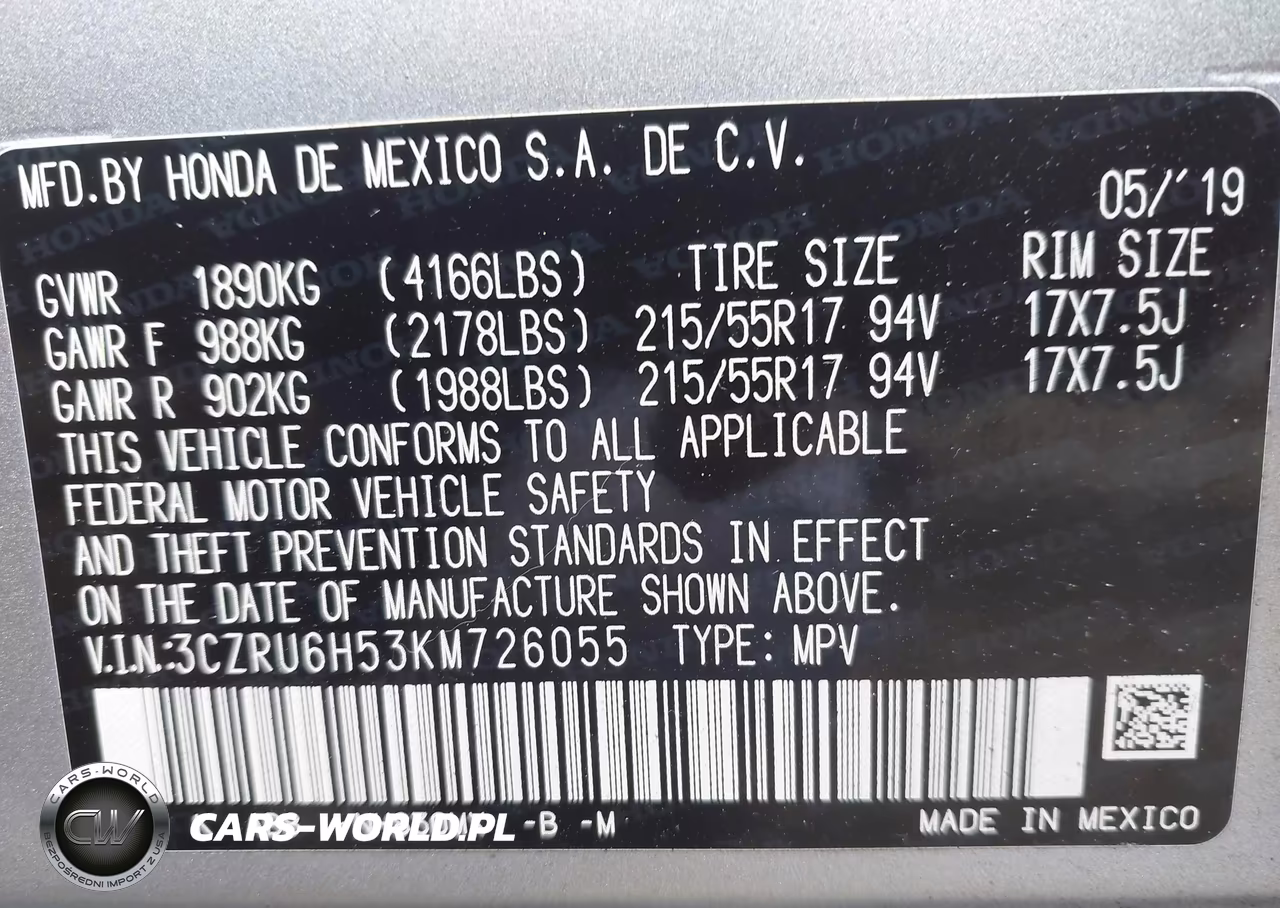 2019 Honda Hr-V Ex VIN:3CZRU6H53KM726055 - 9